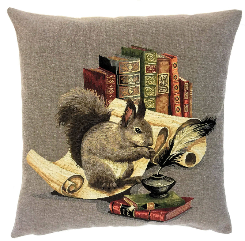 Decorative Pillow COVER Squirrel with Books