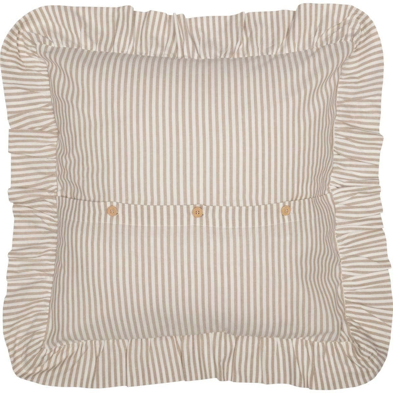 Farmhouse Ticking Taupe Fabric Euro Sham with Ruffle