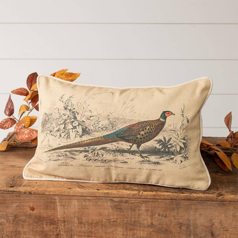 Vintage Style Pheasant Lumbar Pillow