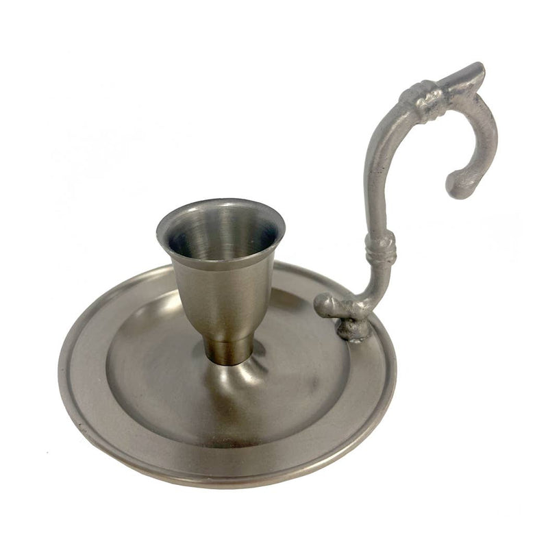 Early American Pewter-Plated Chamberstick Candle Holder
