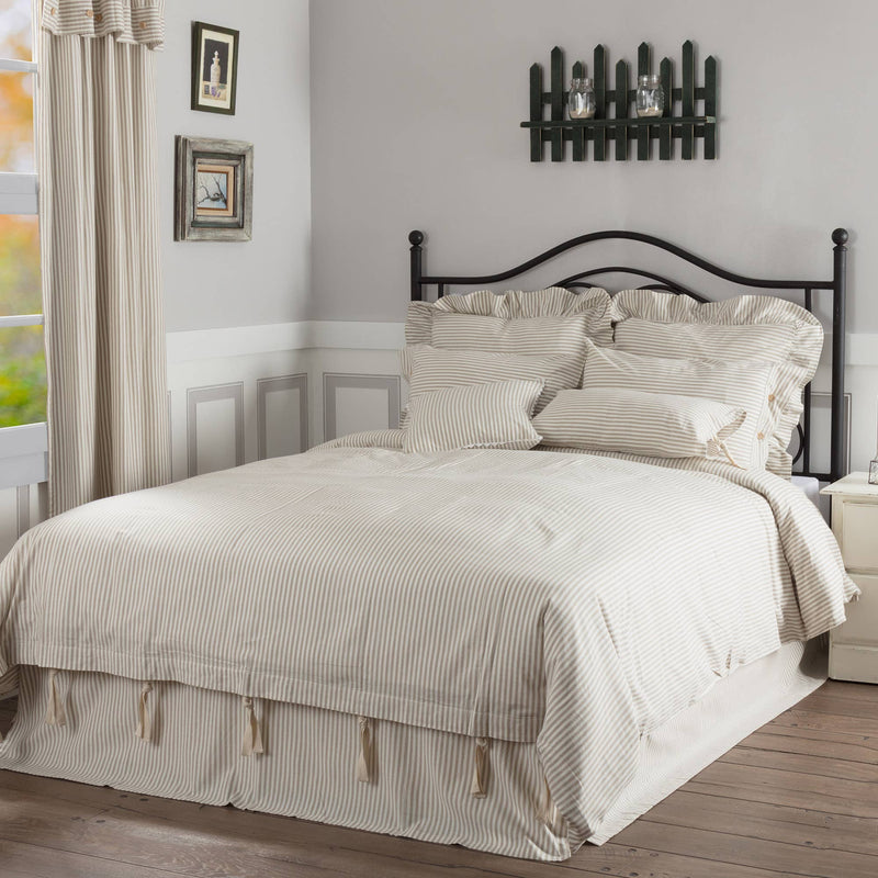 Farmhouse Ticking Taupe King Duvet Cover
