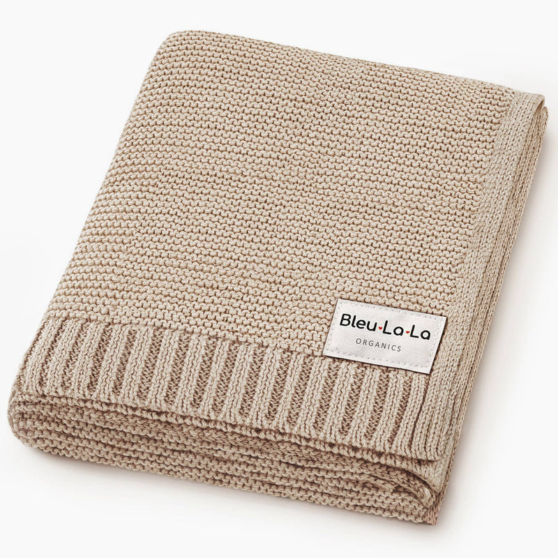 Heritage Knit 100% Organic Cotton Swaddle Baby Blanket: Oatmeal