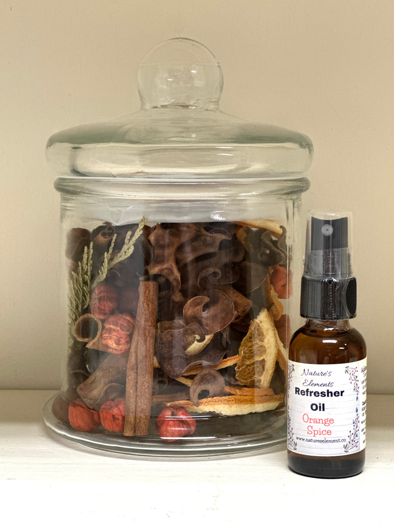 Orange Spice Potpourri and Refresher Oil custom blended mini pinecones and cedar