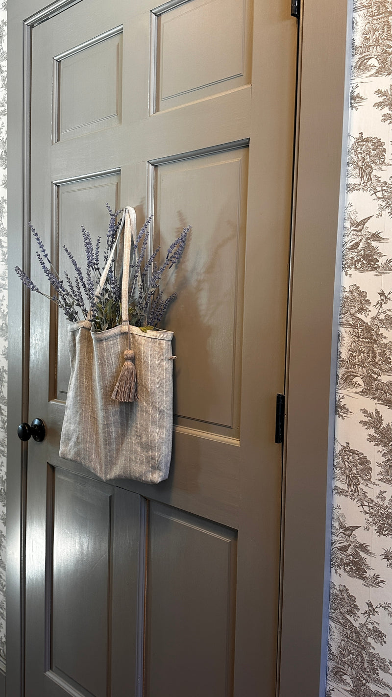 Linen Market Bag | Tote Bag with Handcrafted Linen Tassel