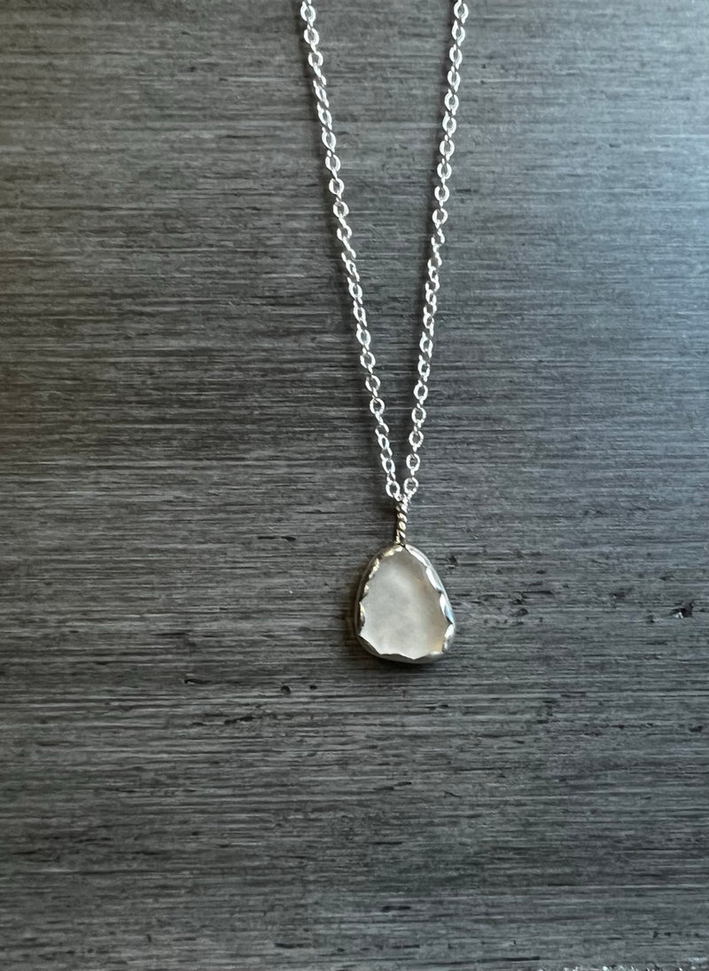 Scalloped White Seaglass Necklace