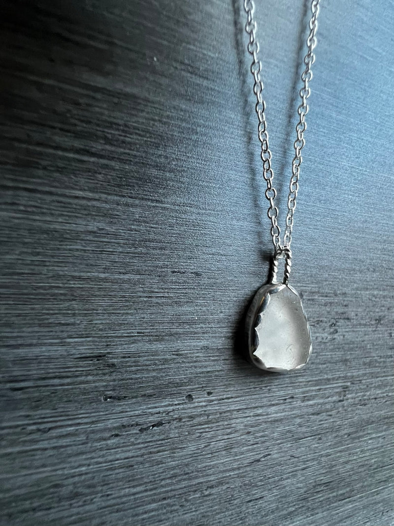 Scalloped White Seaglass Necklace