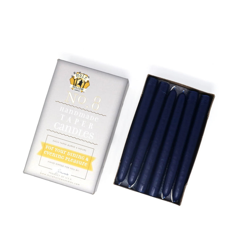 Pair of Mole Hollow 8" Navy  Candles