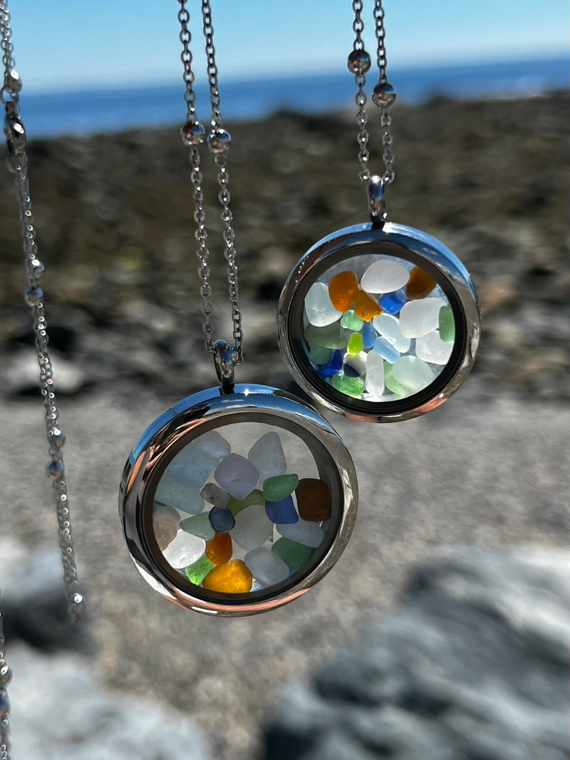 Seaglass Locket (Large-1.4")