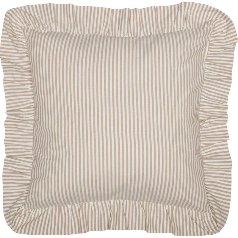 Farmhouse Ticking Taupe Fabric Euro Sham with Ruffle