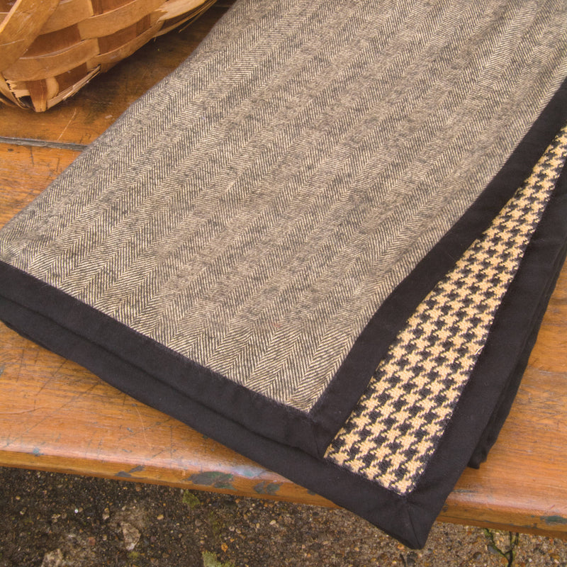 European Highland 50x70 Reversible Throw Blanket Tan Black