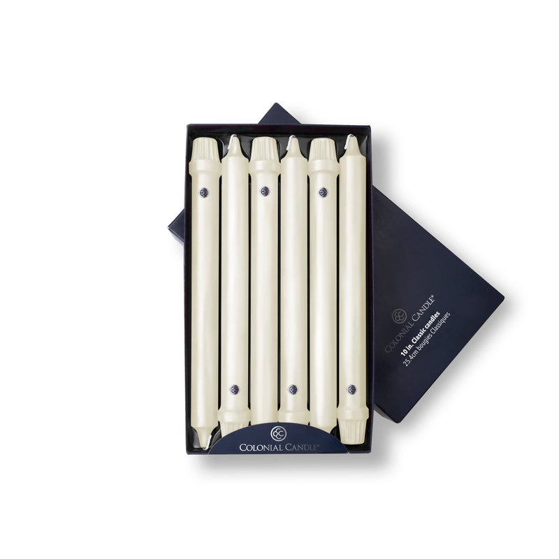 Ivory Unscented Classic Taper Candle, 10 in, Colonial Candle