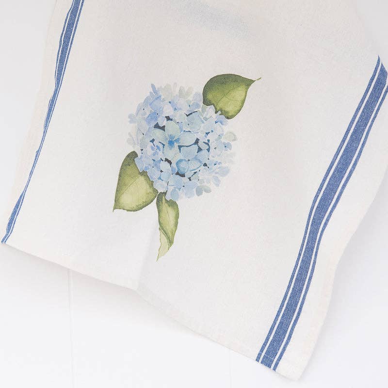 Hydrangea Tea Towel | Floral Dish Towel | New England Coastal Cottage