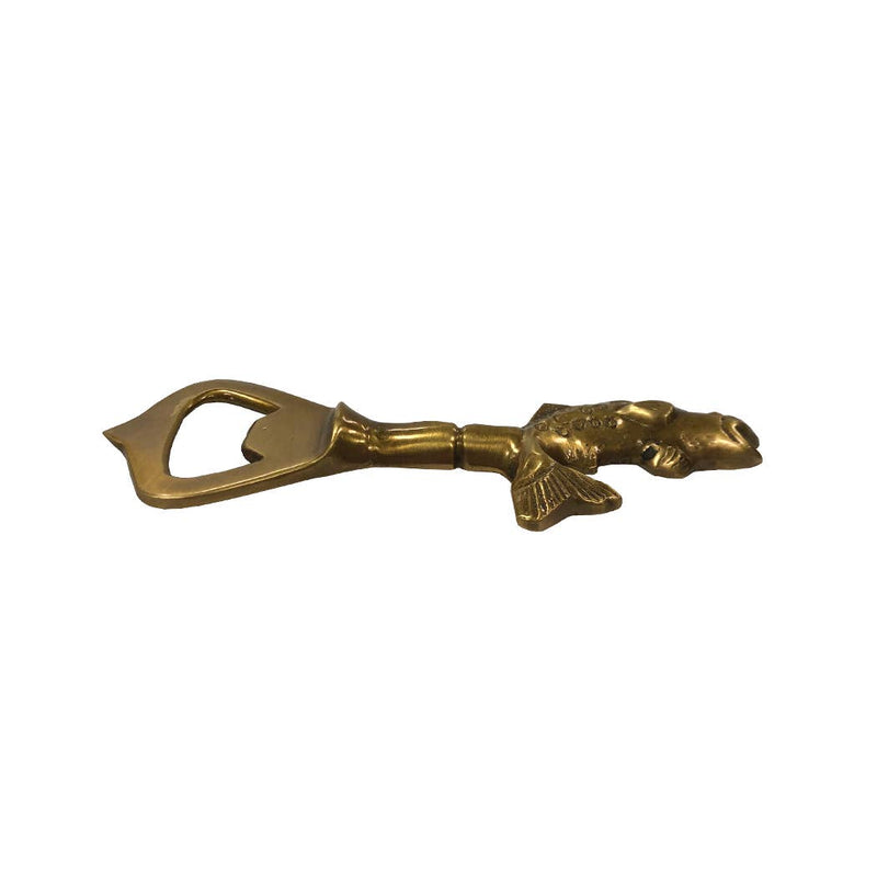 Antiqued Solid Brass Vintage Fish Bottle Opener