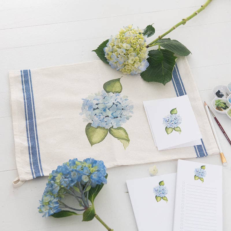 Hydrangea Tea Towel | Floral Dish Towel | New England Coastal Cottage