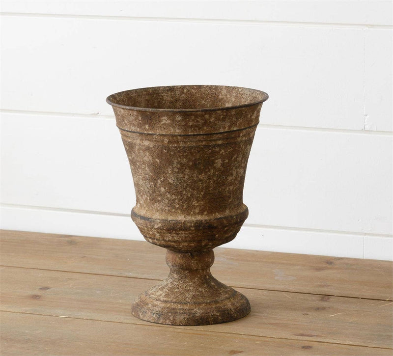 Antiqued Iron Pedestal Urn