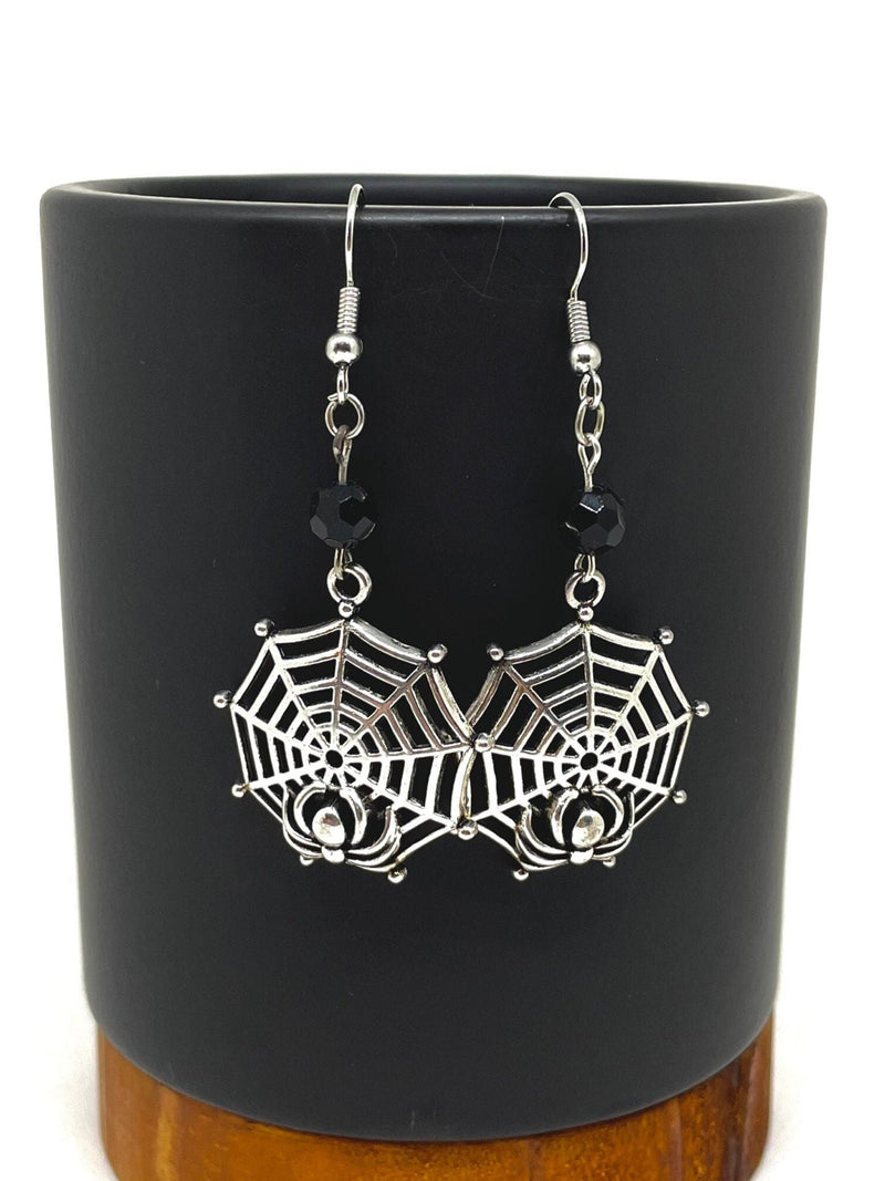 Dangling Spider Web Earrings