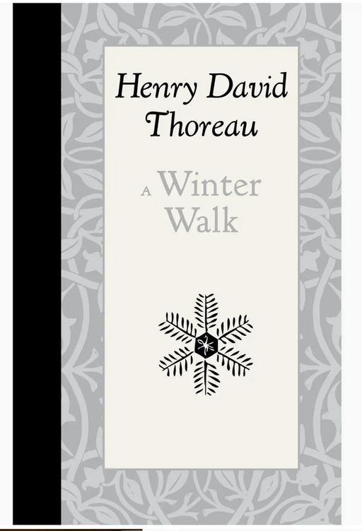 A book cover of 'Winter Walk' by Henry David Thoreau featuring a title and author name at the top, with a snowflake pattern in the lower part.